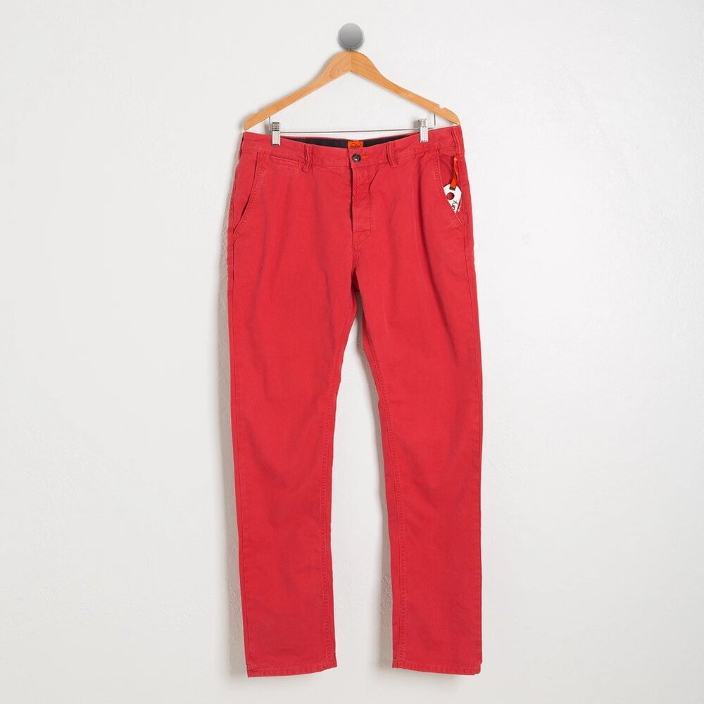 SUPERDRY UK JAPAN VINTAGE RED WASHED ROOKIE CHINO CITY PANTS (Medium)
